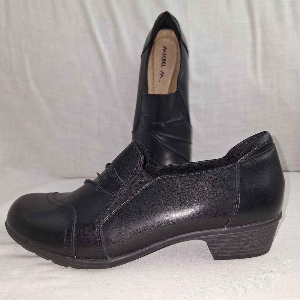 Y2K Shoes 90s Leather Michel M Black 8.5M Slip On Loafers Phoenix Womens 740196
